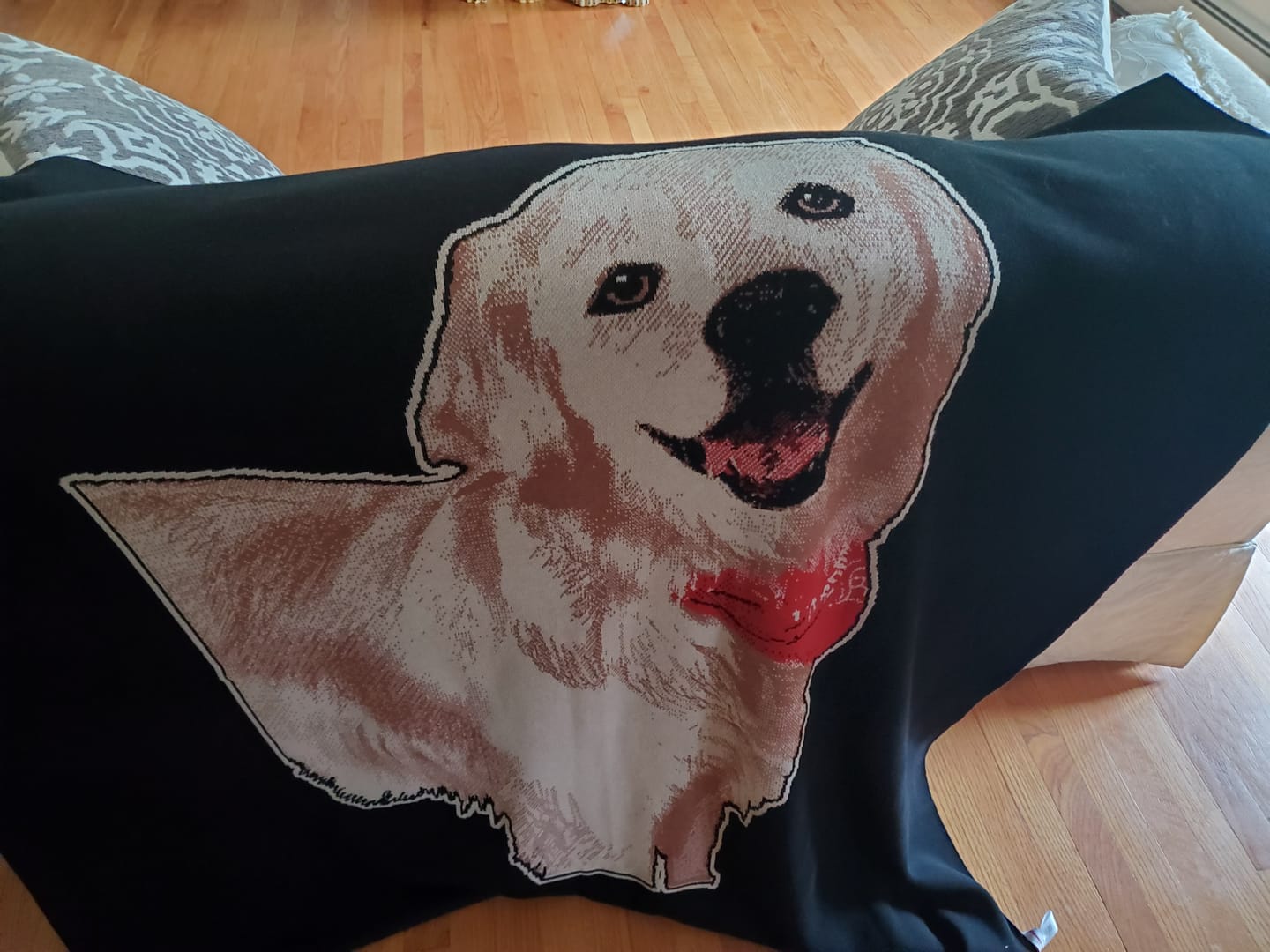 Customer photo review of Plain Dog - Custom Knitted Blanket