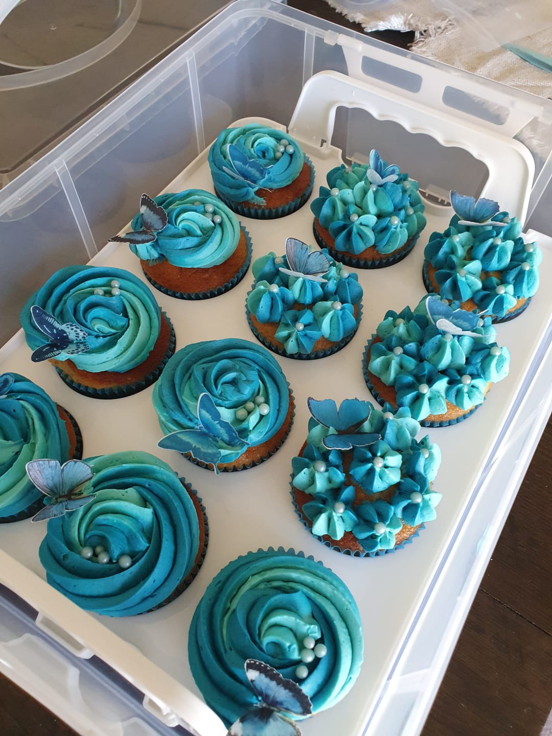 Customer photo review of Blue Edible Wafer Butterflies - Medium - 32pcs