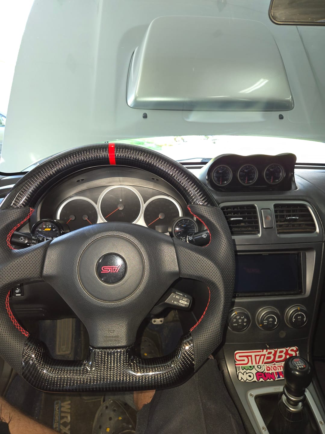 Customer photo review of 2005-07 Subaru WRX STI Carbon Fiber Steering Wheel