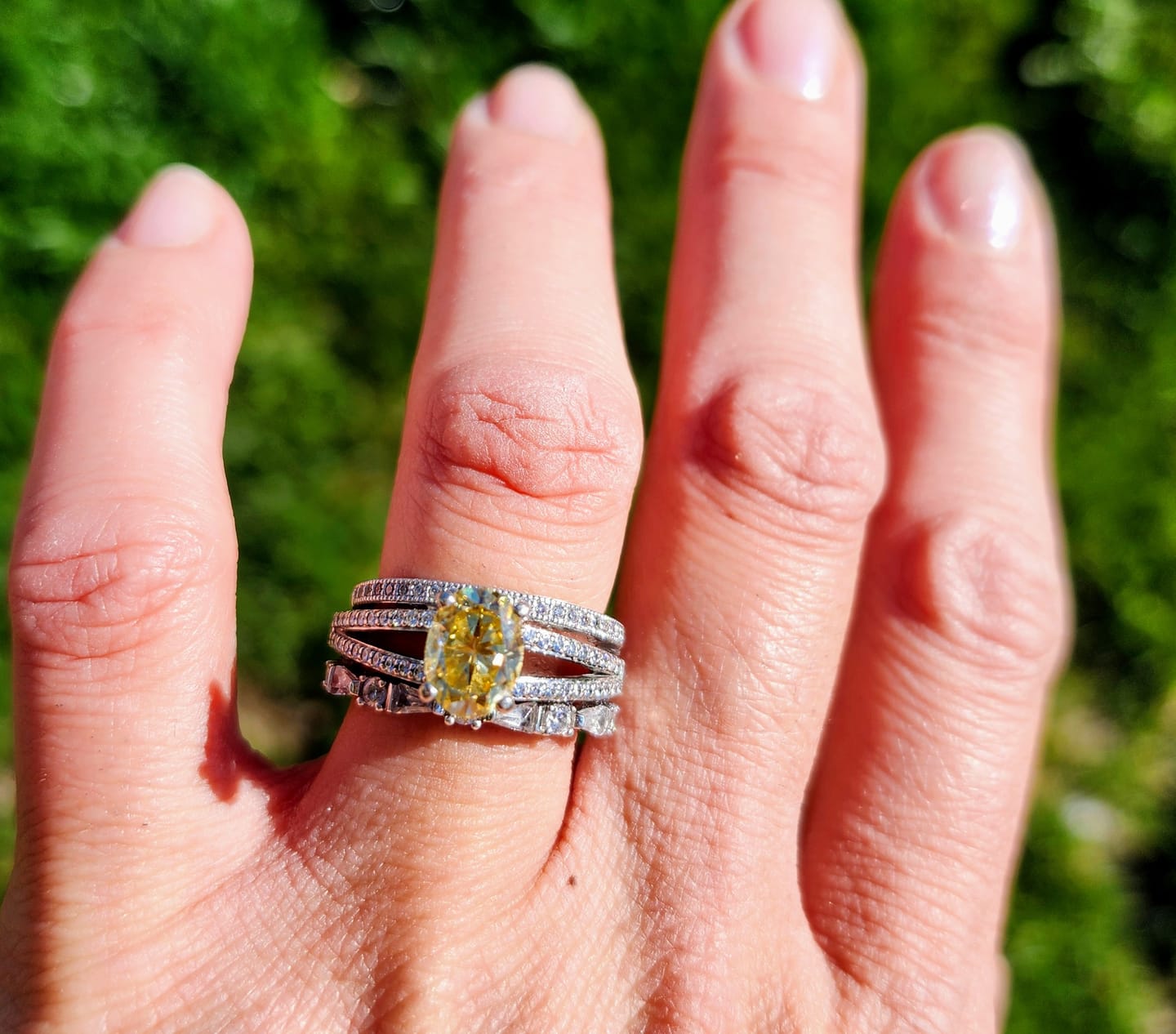 Customer photo review of Art Deco CZ Eternity Ring Set in Sterling Silver