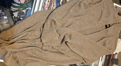 Customer photo review of Mocha Brown Cashmere Edge to Edge Cardigan Large