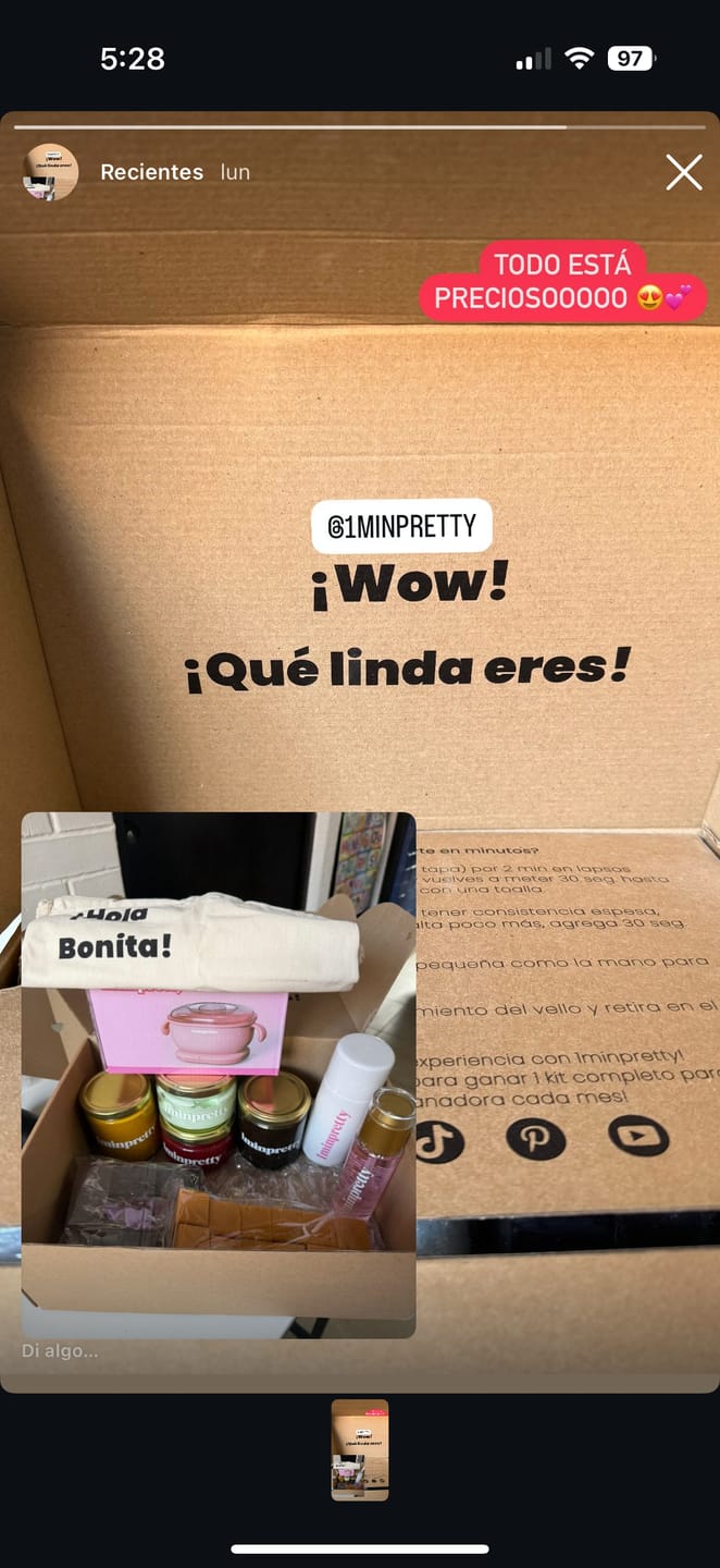 Customer photo review of Kit 1minpretty: 2 tarros de cera + fundidor + refill + extras + talco para depilar con envío gratis mx