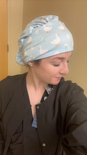 Customer photo review of DuoStyle Scrub Hat - Silly Goose