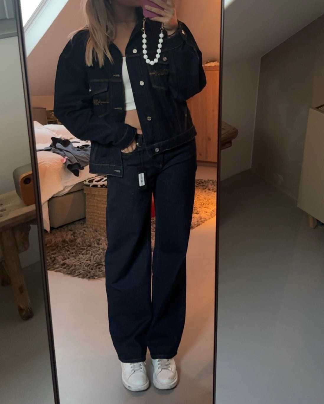 Customer photo review of LOGO STITCH DENIM JACKET INDIGO