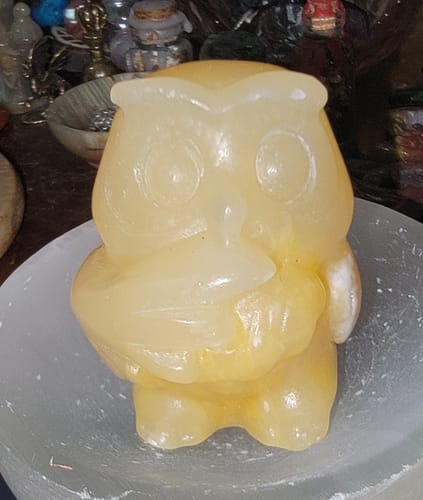 Customer photo review of Yellow Calcite Owl Carving
