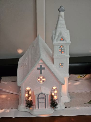 Customer photo review of Belleek Living Church Lamp (US Fitting)