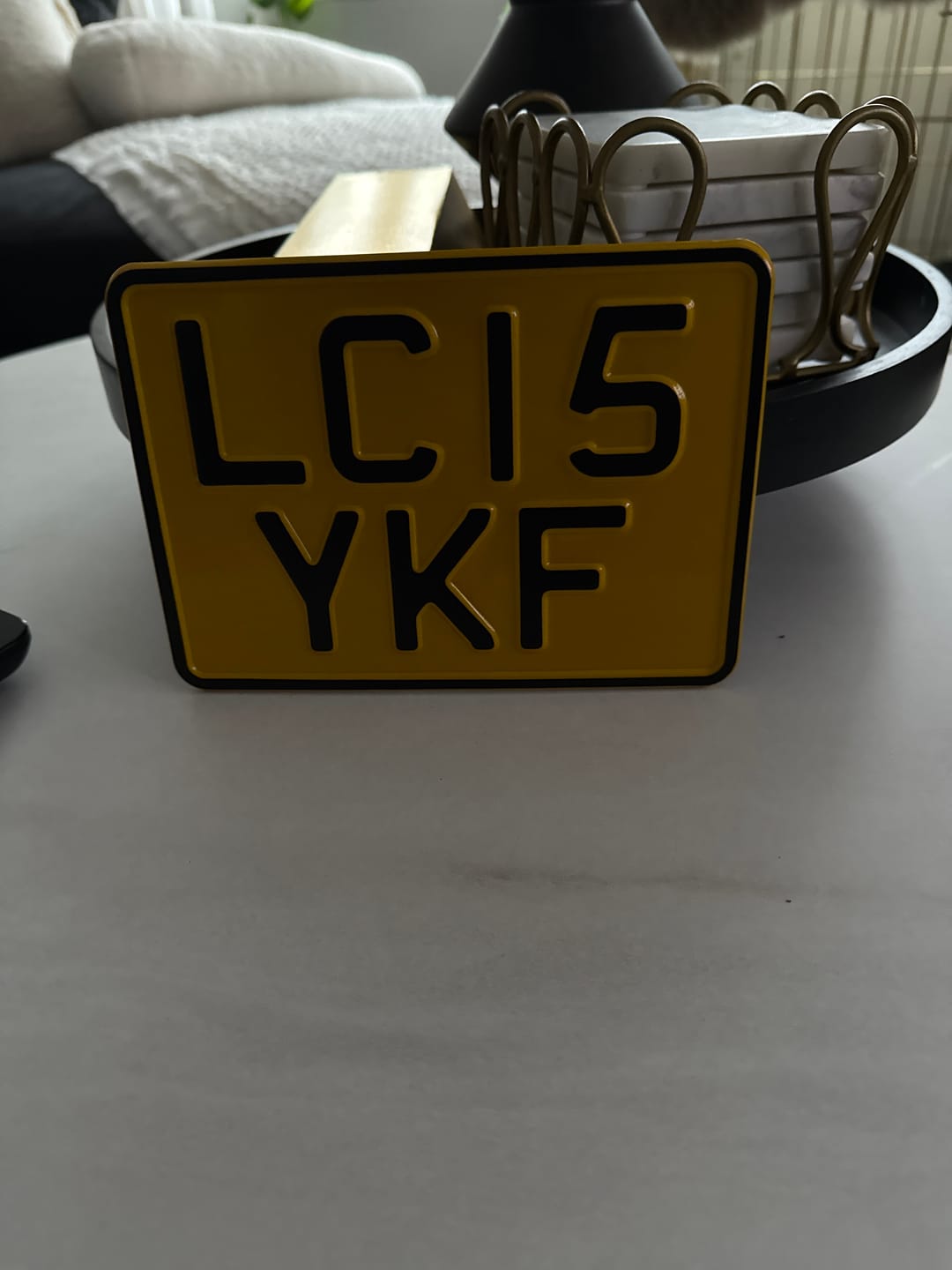 Customer photo review of Yellow Metal Pressed 7×5 Motorbike Number Plate