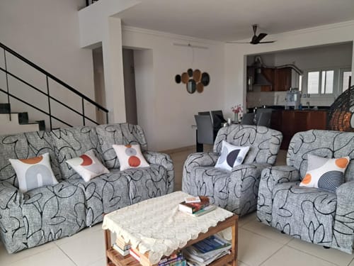 Customer photo review of Premium Printed Recliner Sofa Cover : Wave Beige
