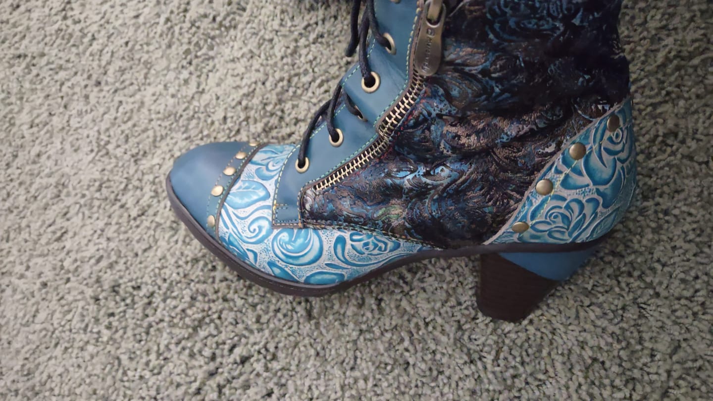 Customer photo review of Retro Handmade Leather Patchwork Ankle Boots
