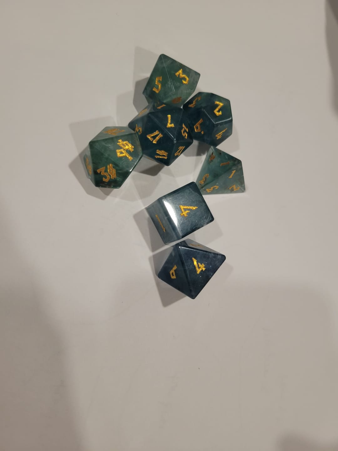 Customer photo review of Green Fluorite Stone Dice Set 'PRE-ORDER | SPRING EVENT DEAL'