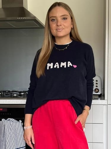 Customer photo review of Navy Slogan Cashmere Crew Neck Jumper Medium