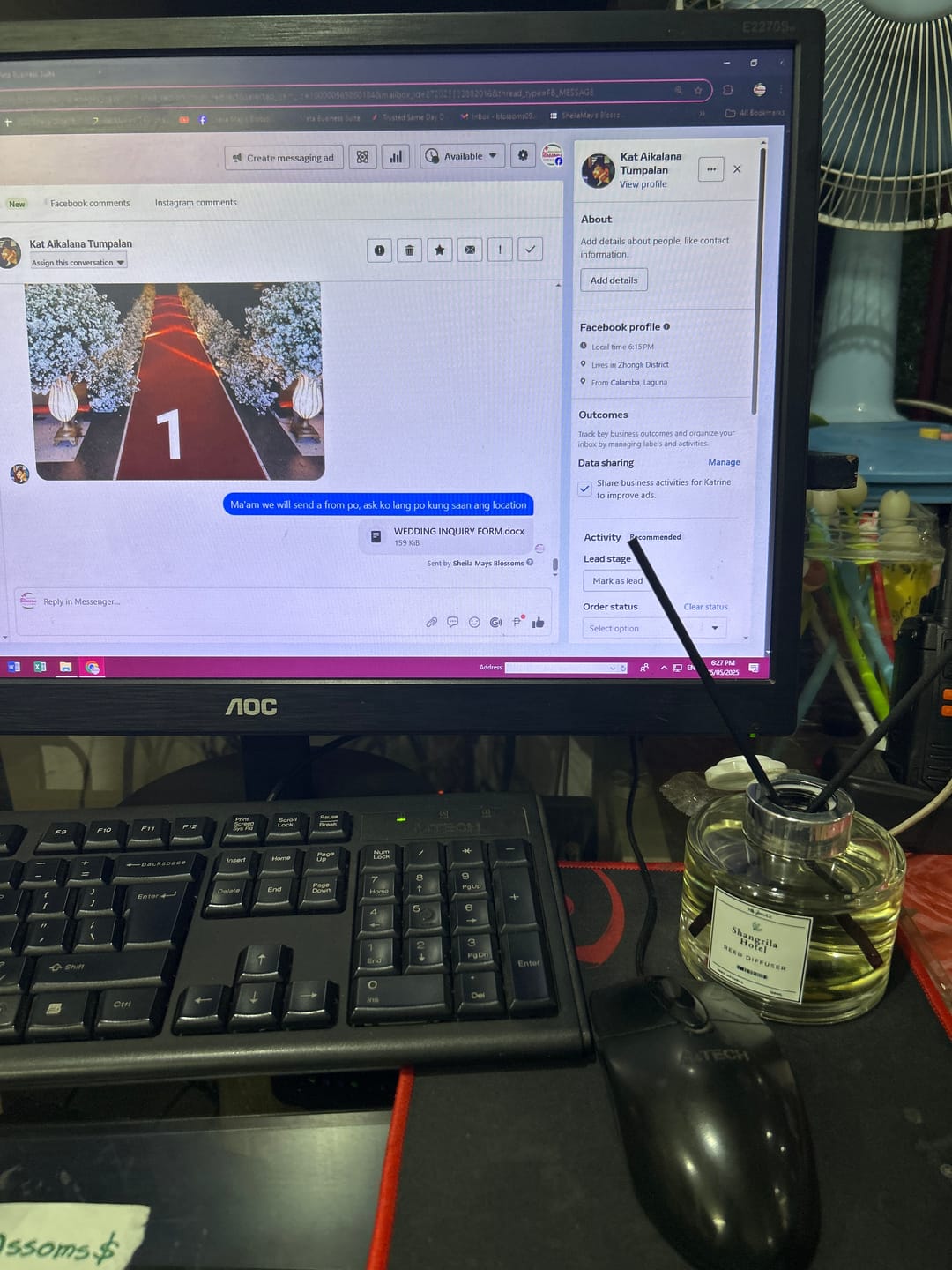 Customer photo review of Mi Amore PREMIUM REED DIFFUSER 150ML