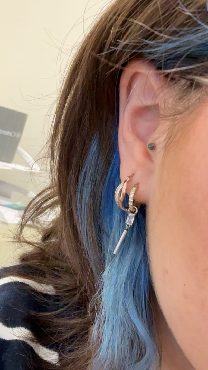 Customer photo review of My Huggies Sparkle Hoop Earrings