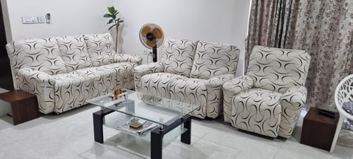 Customer photo review of Premium Printed Recliner Sofa Cover : Wave Beige