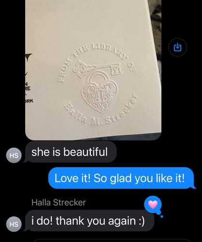 Customer photo review of Custom Book Embosser