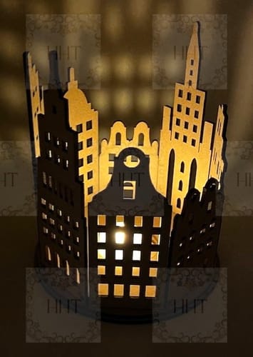 Customer photo review of Candle holder city laser cut svg template