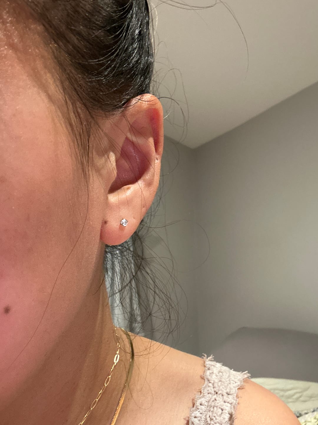 Customer photo review of Diamond Flatback Stud
