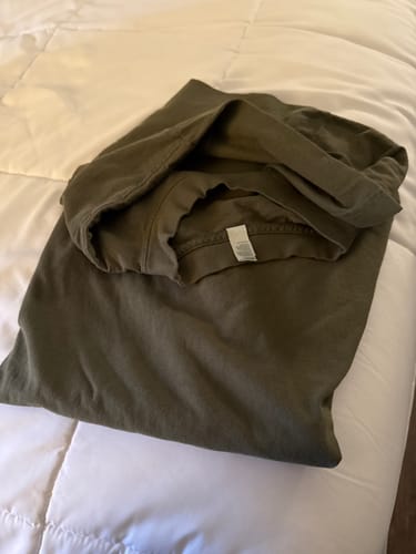 Customer photo review of 6.5OZ LA APPAREL GARMENT DYE CREW NECK T-SHIRT