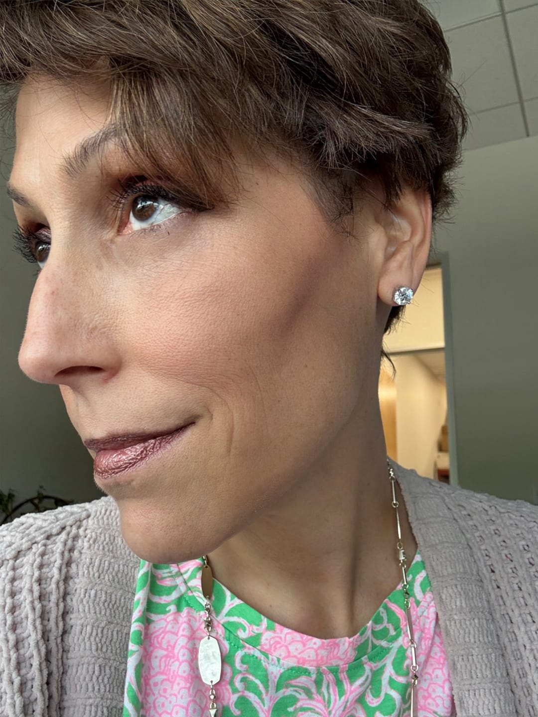 Customer photo review of Round Solitaire Stud Earrings - Moissanites