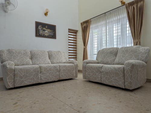 Customer photo review of Premium Printed Recliner Sofa Cover : Wave Beige