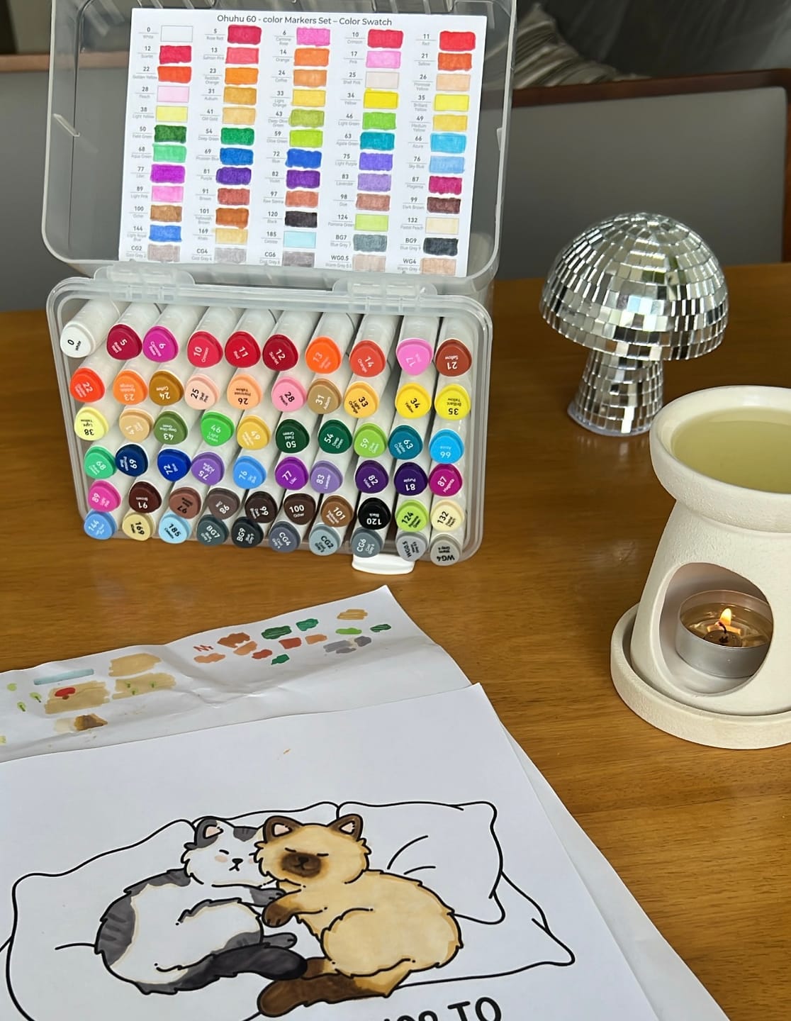Customer photo review of Ohuhu Paper-friendly (No Peeling) Markers Water-based 60 Colors