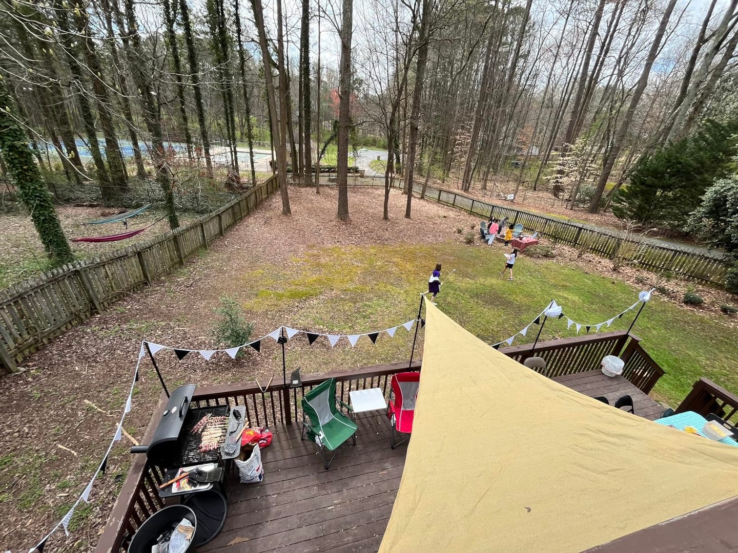 Customer photo review of Custom Sized HDPE Breathable UV Block Triangle Sun Shade Sail for Patio/Pool