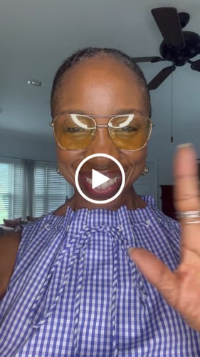 Customer video review of LILY Blue Plaid Drawstring Sleeveless Top