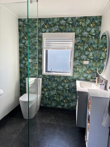 Customer photo review of Monstera Jungle Wallpaper - Blue - Discontinuing.