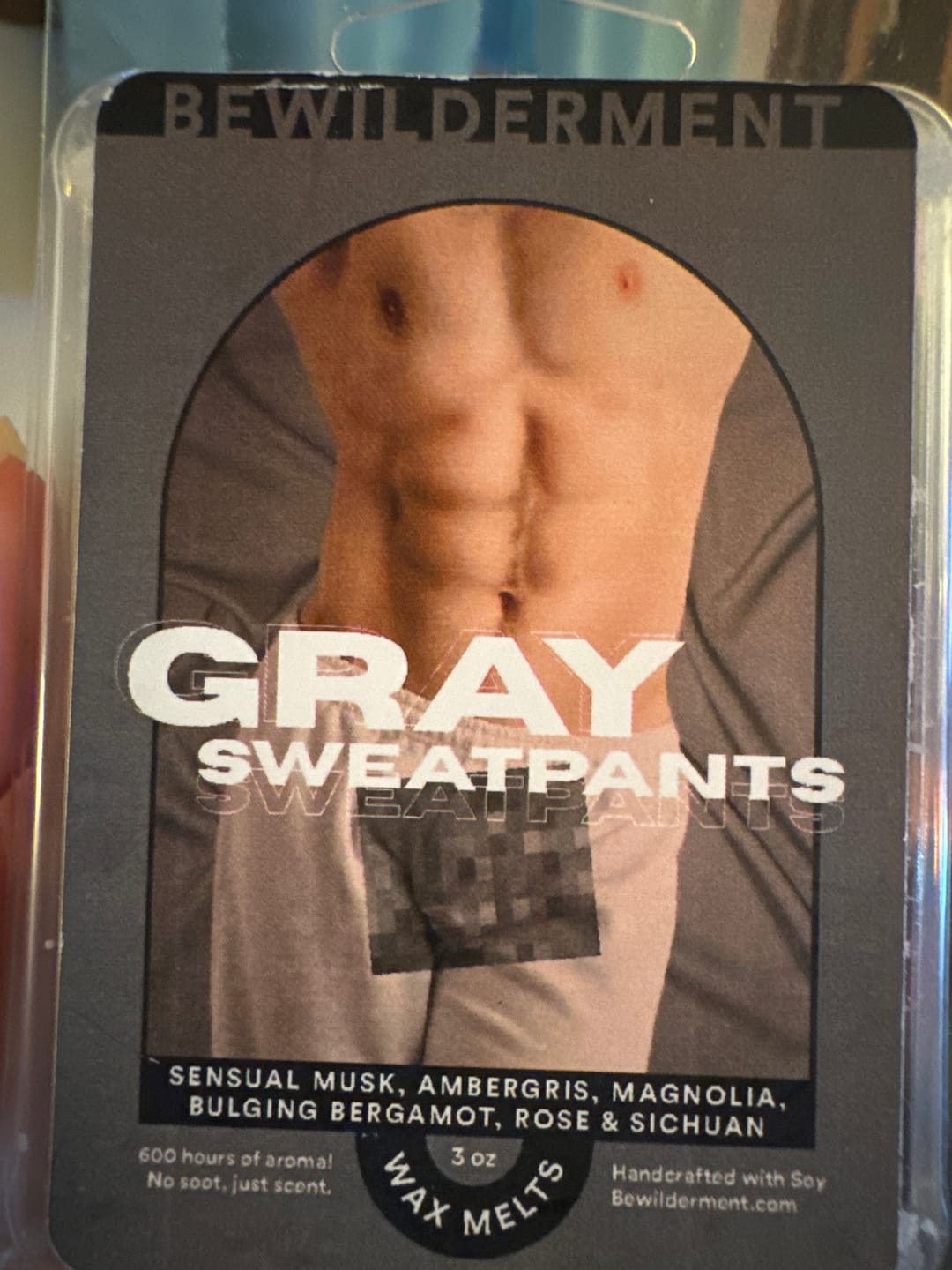 Customer photo review of Gray Sweatpants Wax Melts