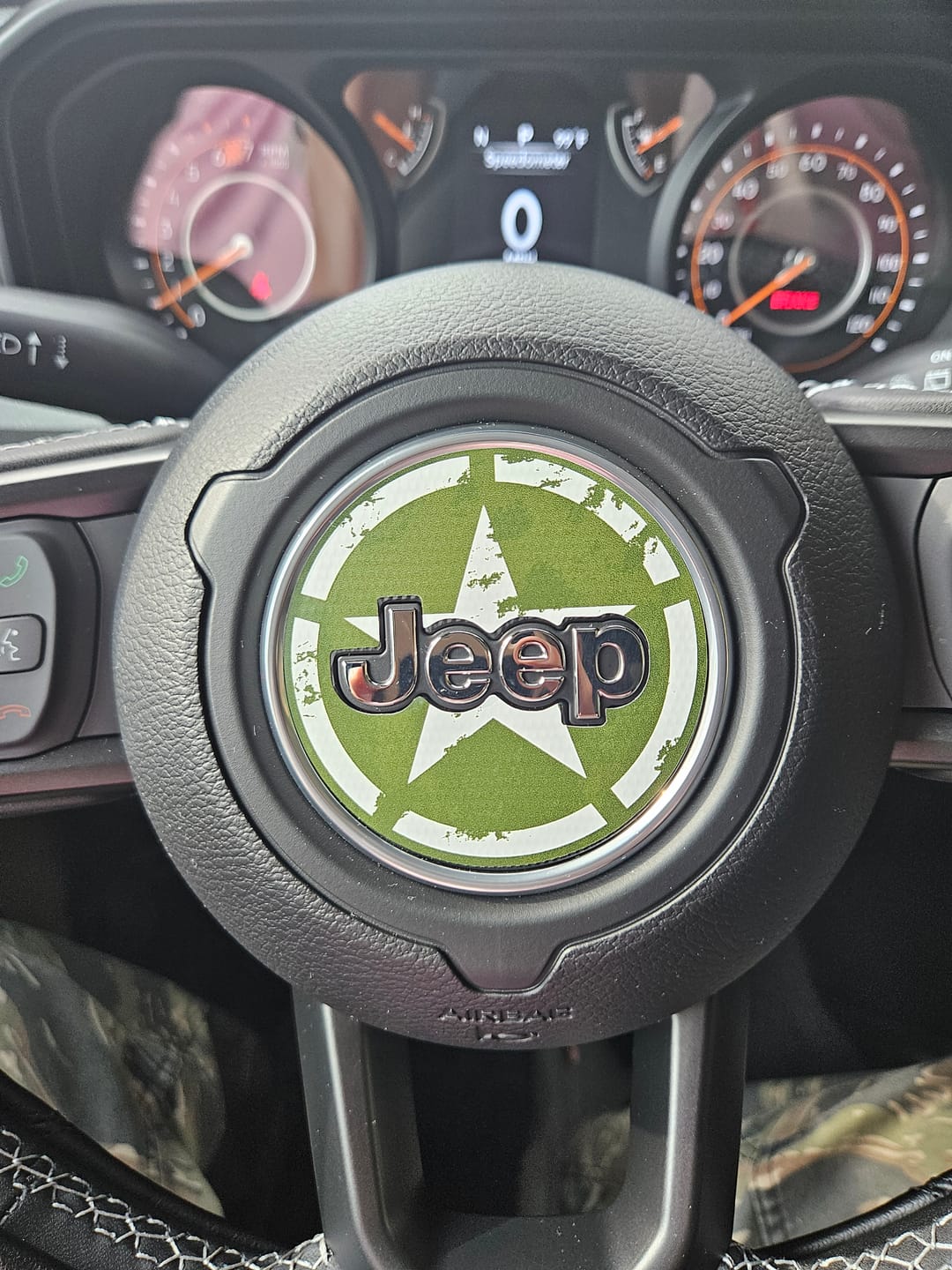 Customer photo review of Army Star Steering Wheel Decal for Jeep
