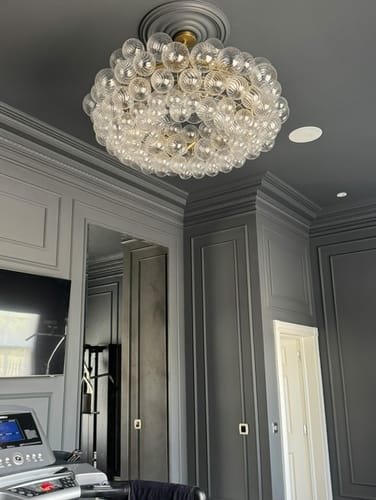 Customer photo review of Luxury Large Cluster Cloud Bubble Chandelier Ribbed Glass Brass Hanging Light