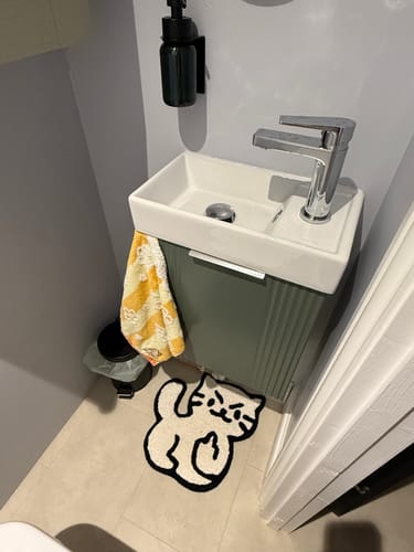 undefined review of Nuie Deco Compact 400mm Wall Hung Cabinet & Basin - Satin Green image 1 out of 2