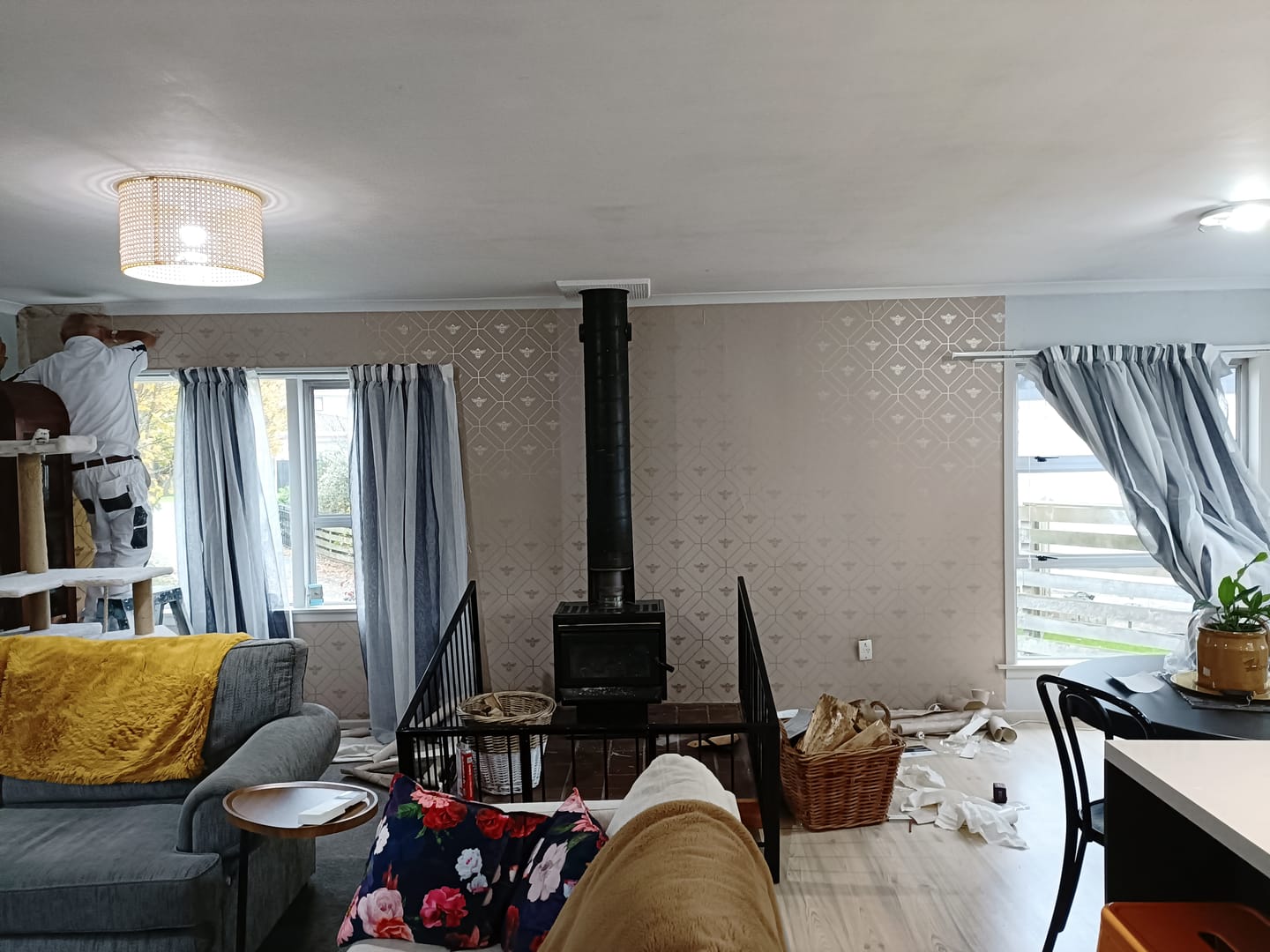 Customer photo review of Honeycomb Bee - Geometric Metallic Wallpaper - Blush