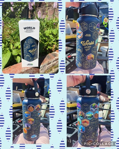 Customer photo review of Let's Wander™ World Explorer Water Bottle + Stickers