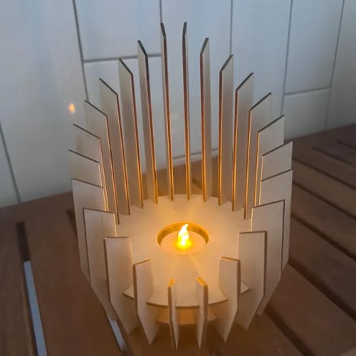 Customer photo review of Wooden candle holder 3 bundle laser cut svg file