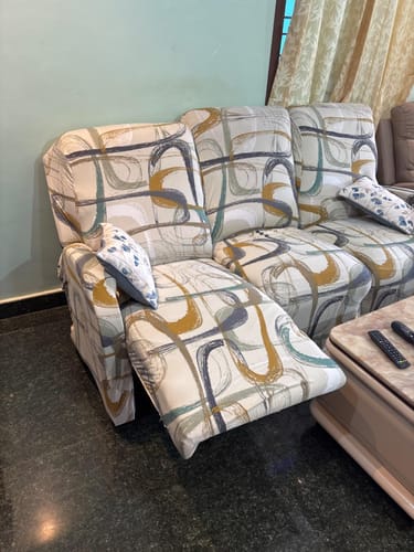Customer photo review of Premium Printed Recliner Sofa Cover : Wave Beige