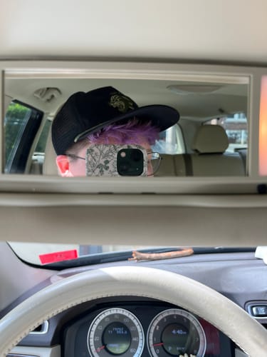 Customer photo review of Big Flat Bill Unstructured Rope Mesh Hat