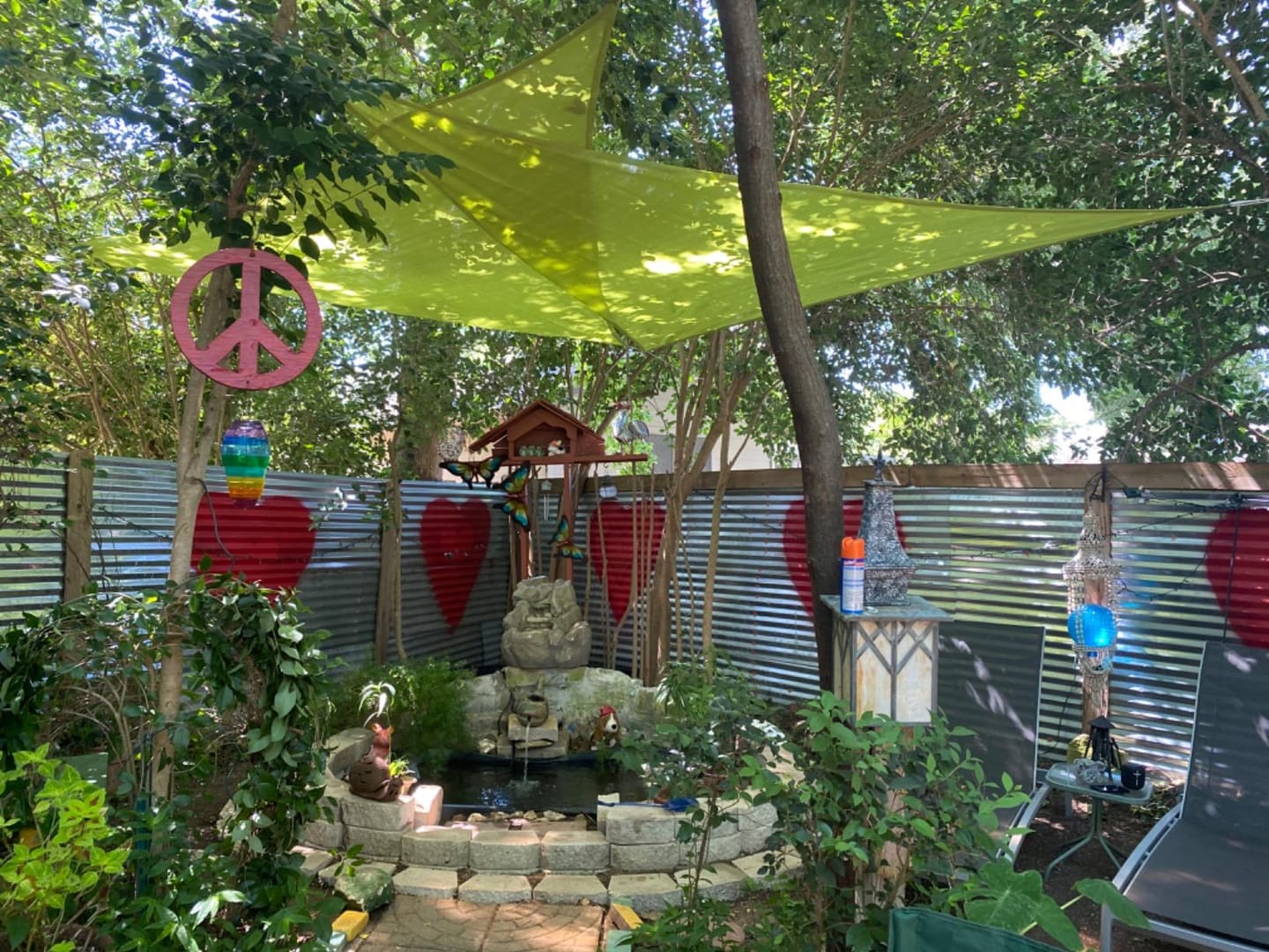 Customer photo review of Custom Sized HDPE Breathable UV Block Triangle Sun Shade Sail for Patio/Pool