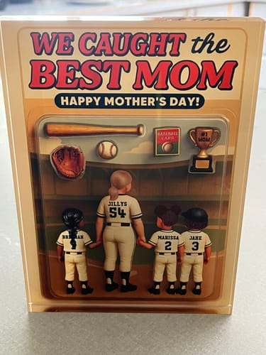 Customer photo review of We Caught the Best Mom Baseball Custom Figure Personalized Acrylic Block Plaque, Gift for Mom, Gift for Wife