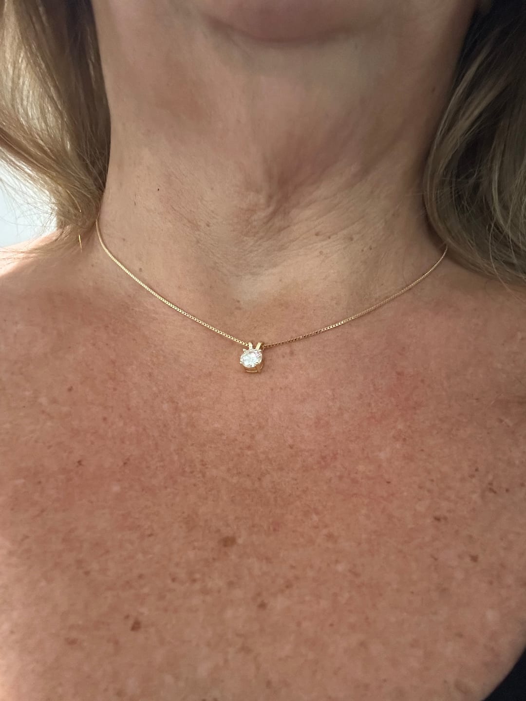 Customer photo review of Round Solitaire Necklace - Moissanite