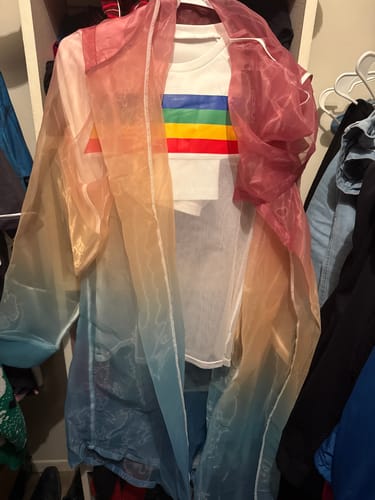 Customer photo review of Mens Ombre Mesh See Through Hooded Kimono SKUK27759
