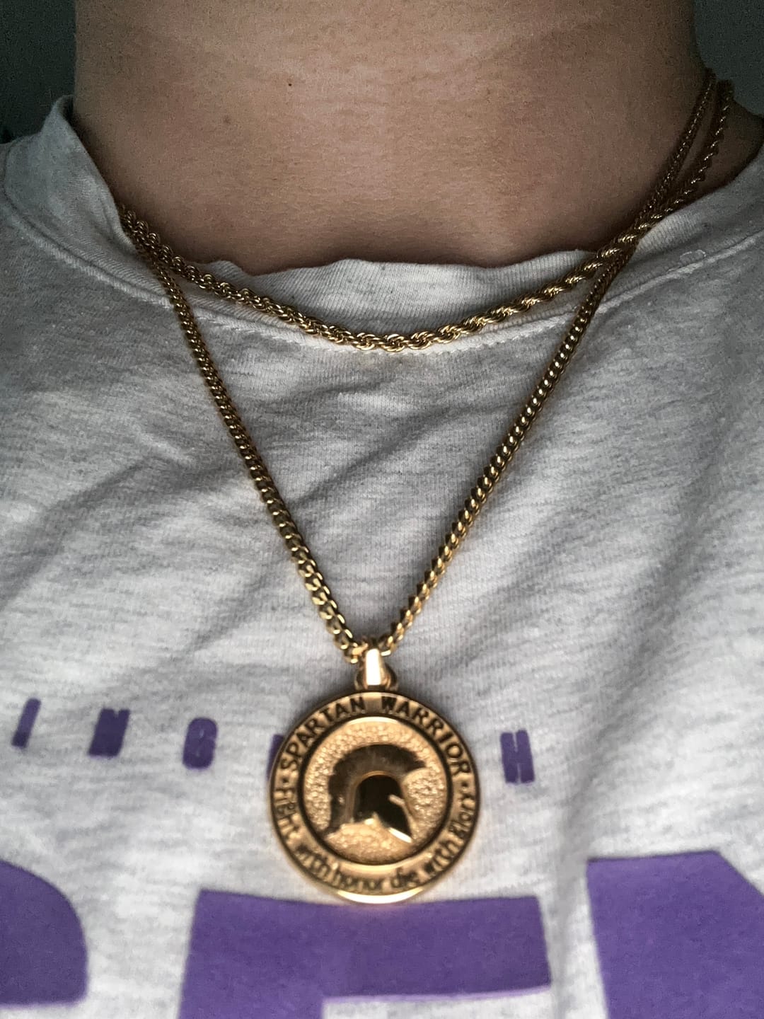 Customer photo review of Set Spartan Doble cadena Baño Oro 18k