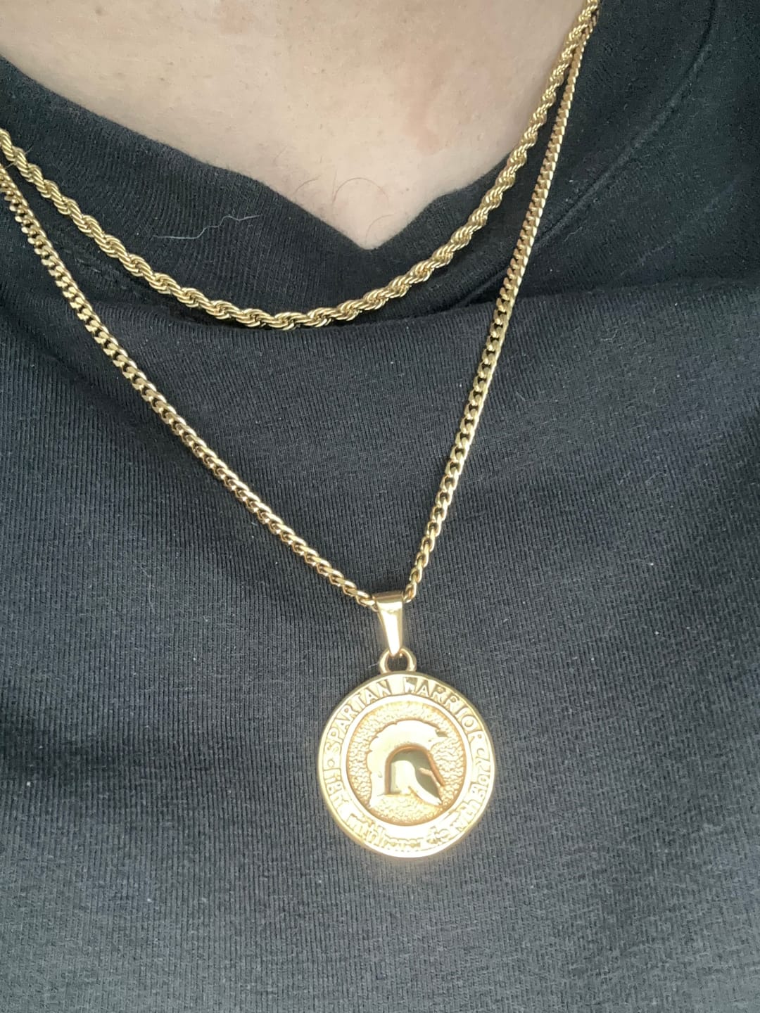 Customer photo review of Set Spartan Doble cadena Baño Oro 18k