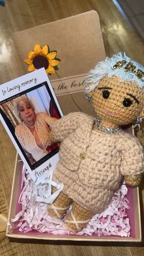Customer photo review of Tranquil® - Personalized Crochet Doll with Photo Card