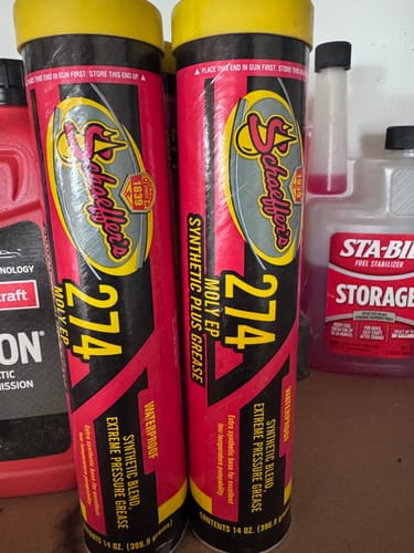 Customer photo review of Schaeffer's 2742 Moly EP Synthetic Plus Waterproof Grease NLGI #2 | (1) 14oz Tube