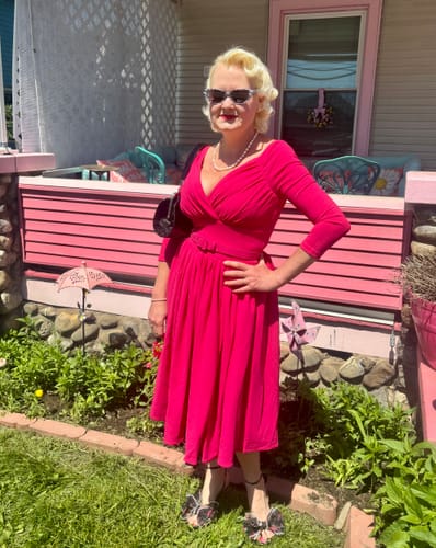 Customer photo review of Starlet Swing Dress in Fuchsia - Vixen by Micheline Pitt