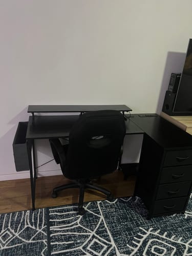 Customer photo review of Advwin L Shaped Gaming Desk with LED Lights Black
