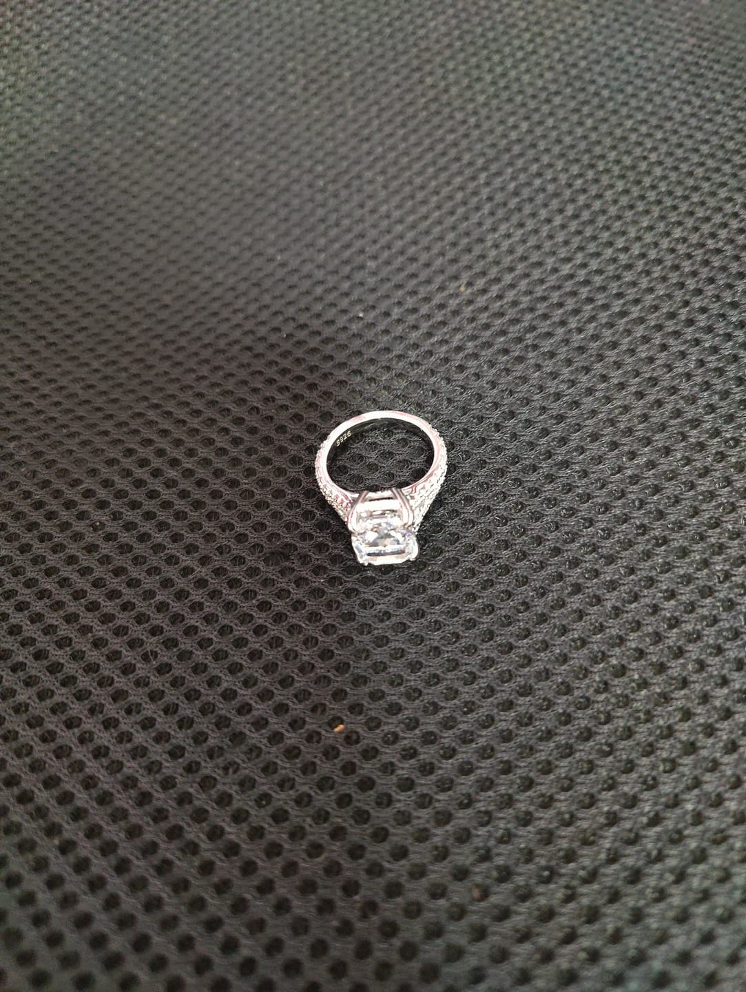 Customer photo review of Classic Sterling Silver Cushion Cut Engagement Ring