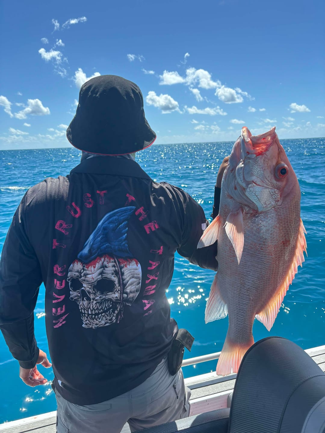 Customer photo review of NEVER TRUST Fishing Jersey