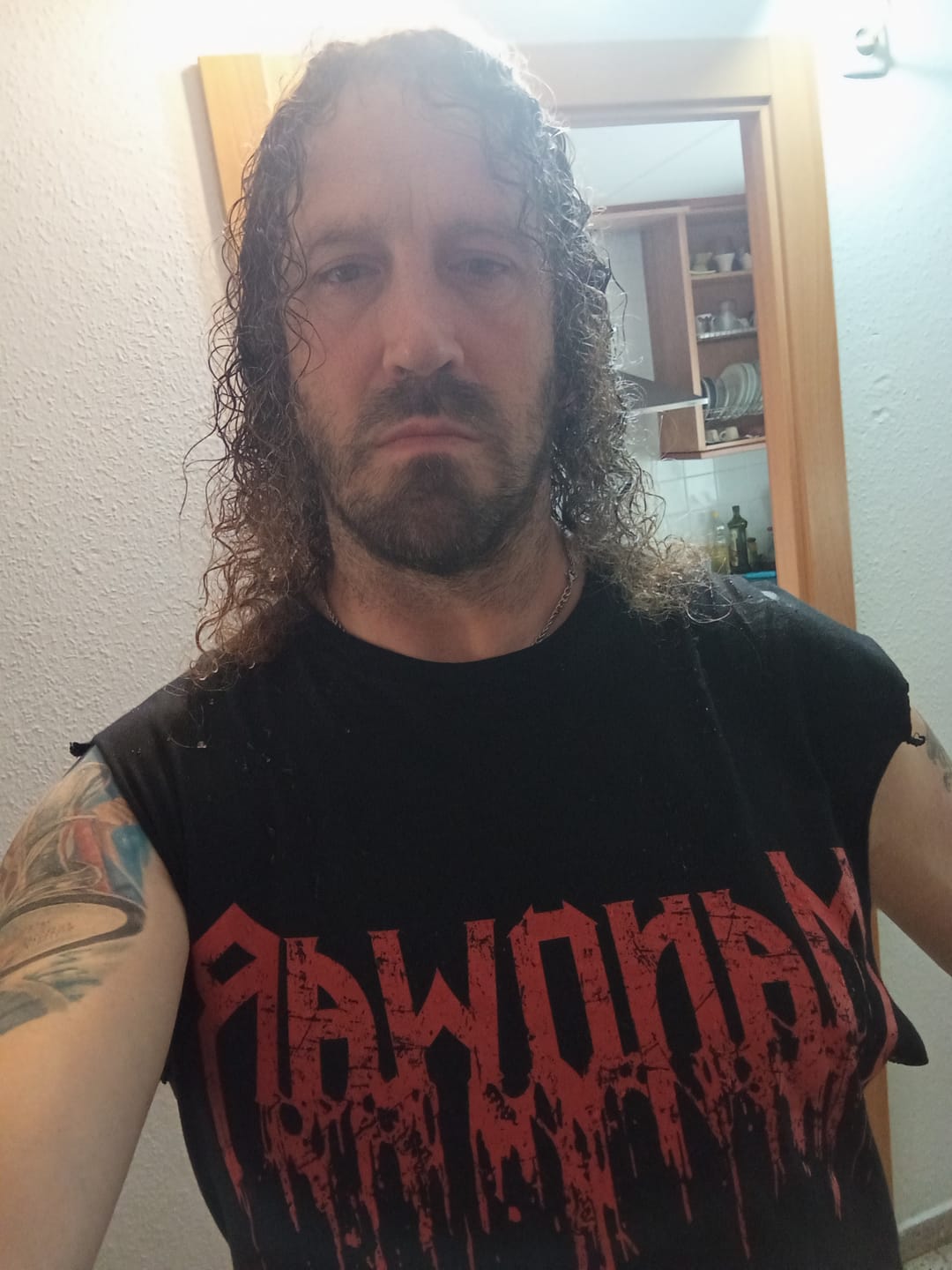 Customer photo review of Manowar T-Shirt Crushing The Enemies Of Metal, Blood logo